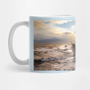 Stormy weather at Tynemouth Pier Mug